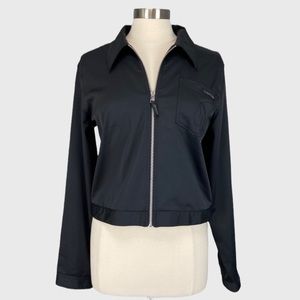 Calvin Klein Womens Black Full Zip Jacket Lightweight Satiny Stretch size Large